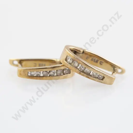 Pair 9ct Diamond Hoop Earrings
