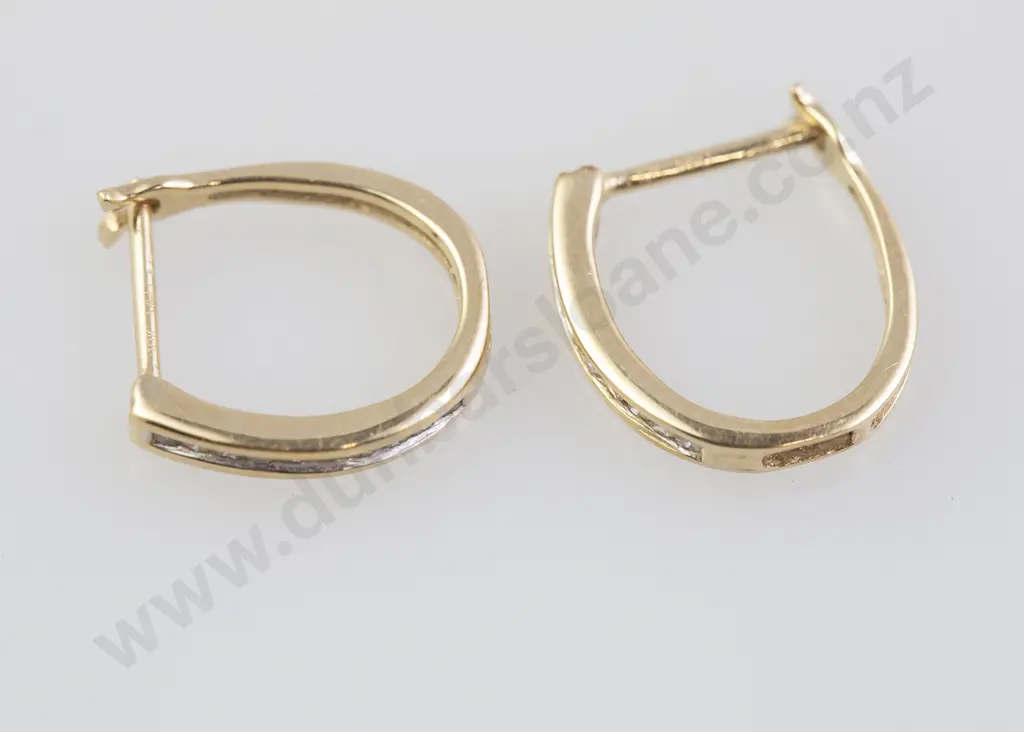 Pair 9ct Diamond Hoop Earrings Image 1++