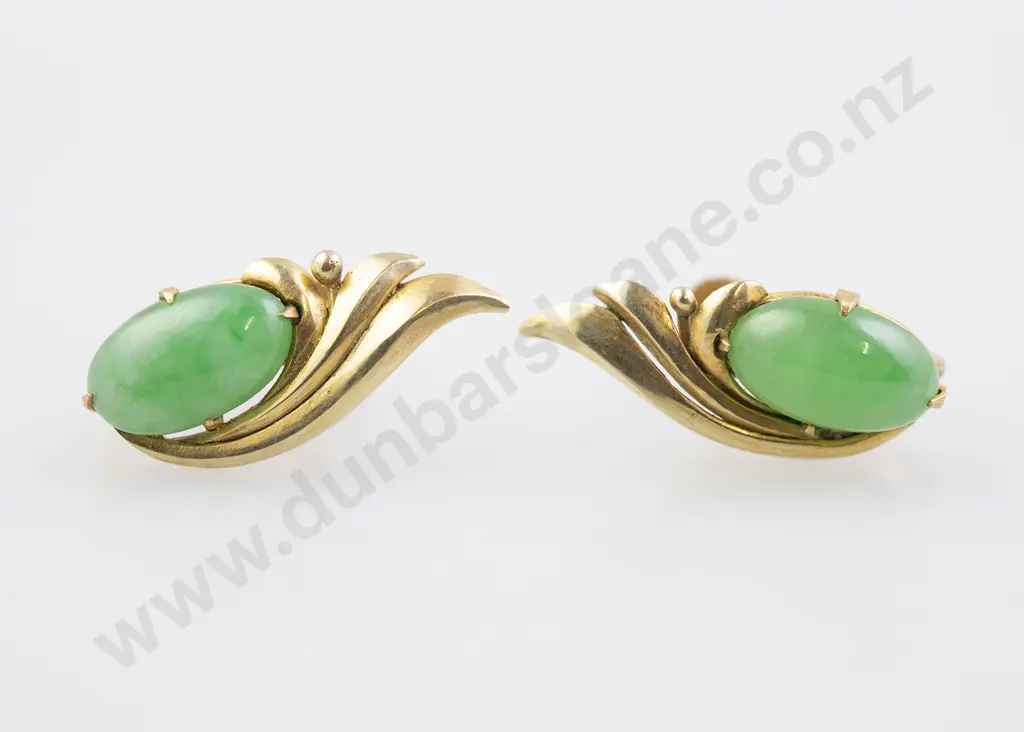 Pair 14ct and Single Jade Panel Earrings Image 1++