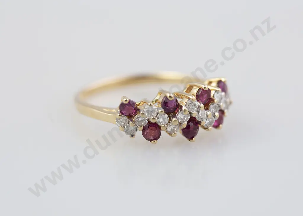 14ct 22stone Ruby and Diamond Band Ring Image 1++