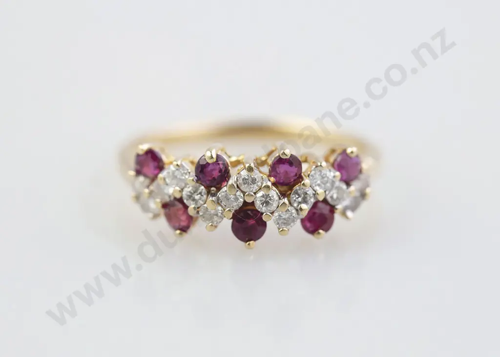 14ct 22stone Ruby and Diamond Band Ring Image 1++