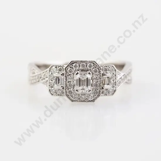 18ct White 47stone Gold Diamond Triple 'Halo' Cluster Ring