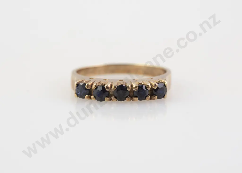 9ct Five Stone Sapphire Bridge Ring Image 1++