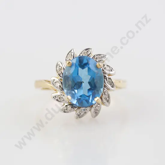 14ct 13stone Topaz and Diamond Dress Ring