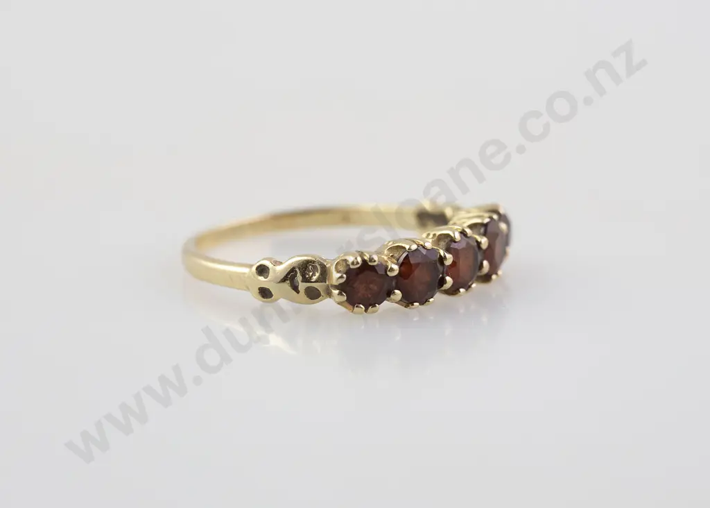 9ct Five Stone Garnet Bridge Ring Image 1++