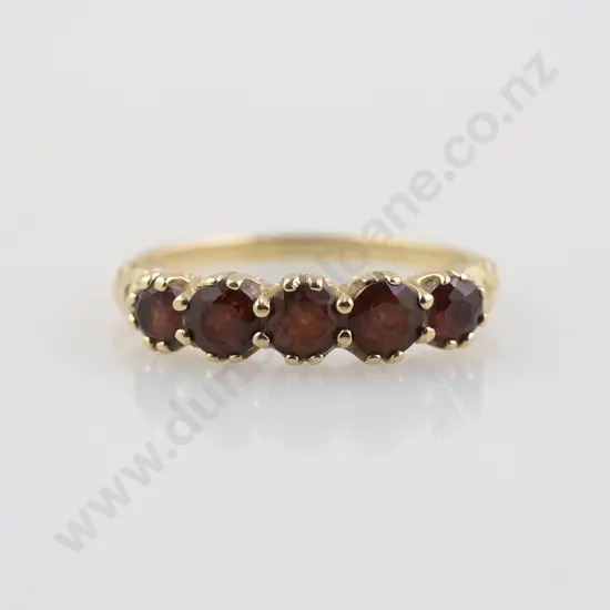 9ct Five Stone Garnet Bridge Ring