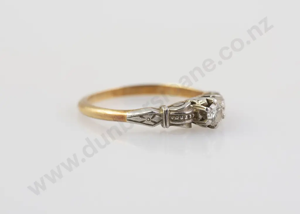 18ct & Platinum Solitaire Diamond Ring Image 1++