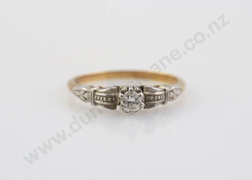 18ct & Platinum Solitaire Diamond Ring Image 1++