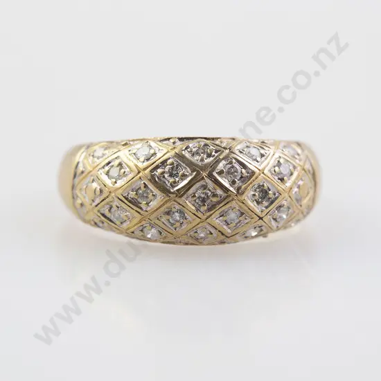 9ct 21stone Diamond Dome Band Ring