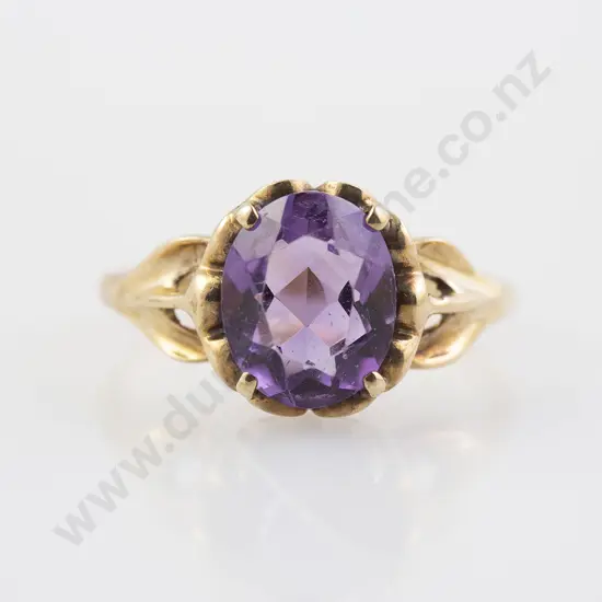 9ct Single Amethyst Ring