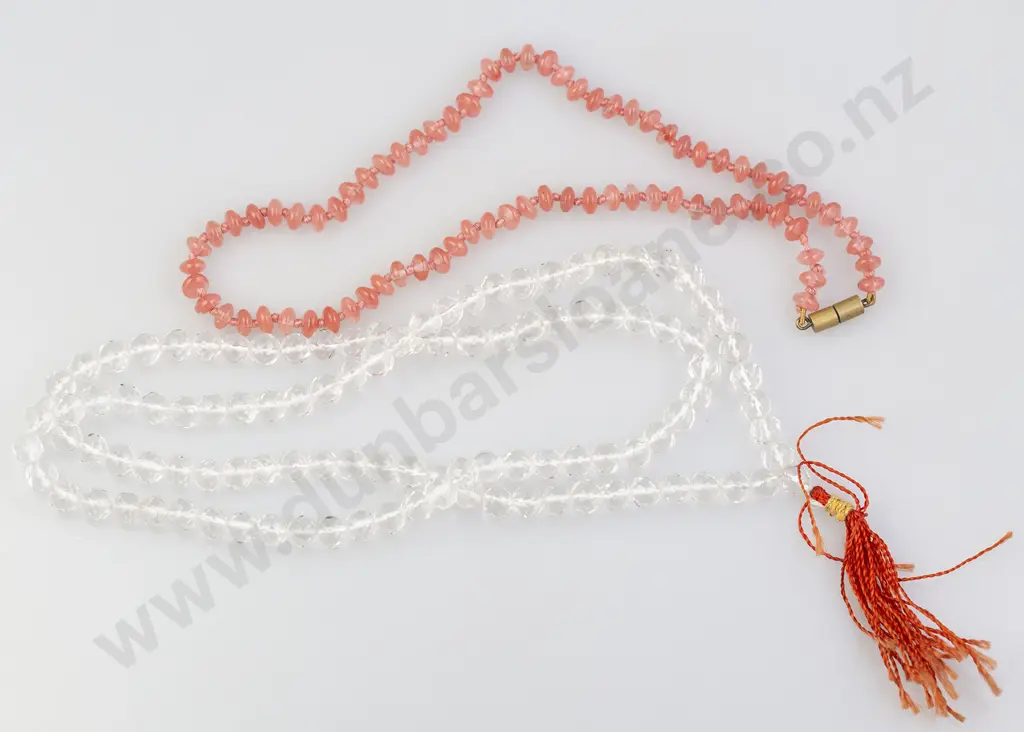Single Uniform Crystal Bead Necklace and Pink Tourmaline Necklace Image 1++