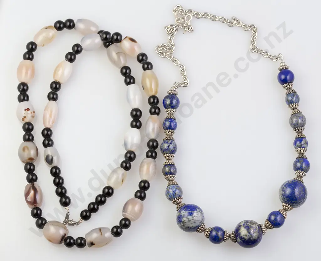 Tiger Agate and Onyx Bead Necklace Image 1++