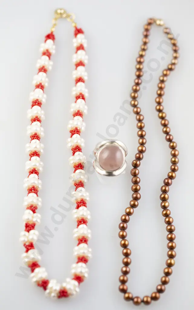 .925 Danish Pink Agate Dress Ring Image 1++