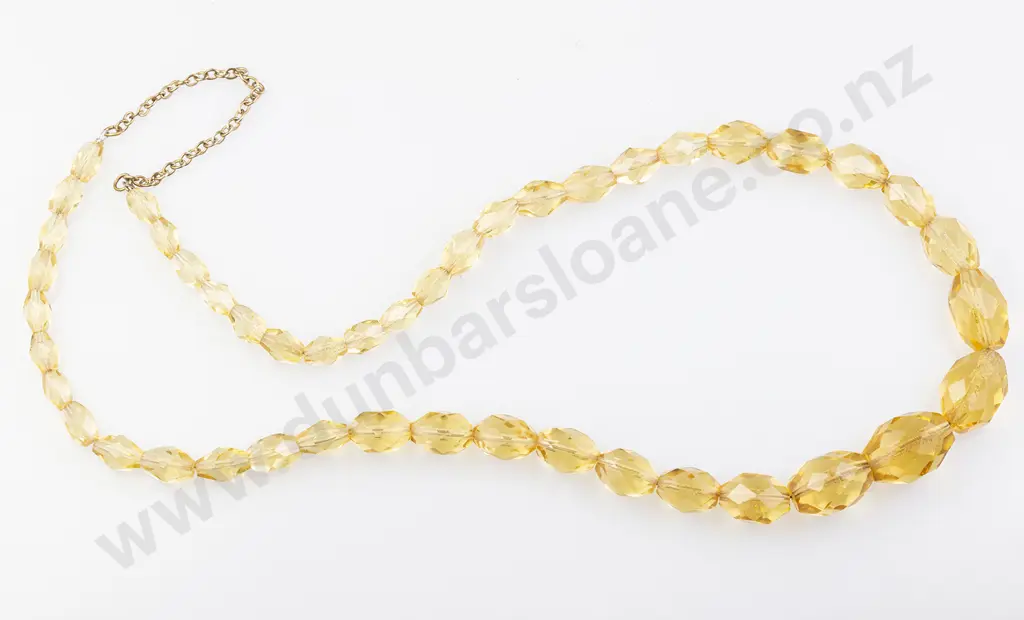 Vintage Graduated Citrine Crystal Faceted Bead Necklace Image 1++