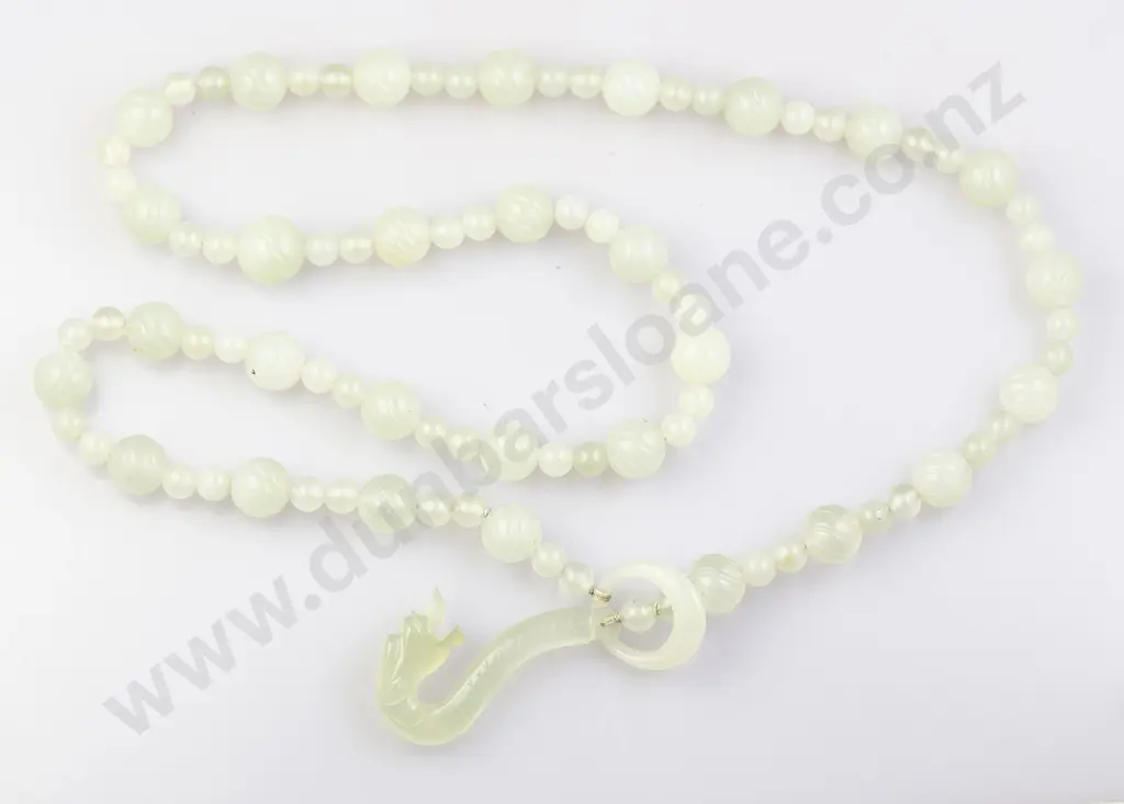 Celadon Serpentine Bead 'Dragon' Necklace Image 1++