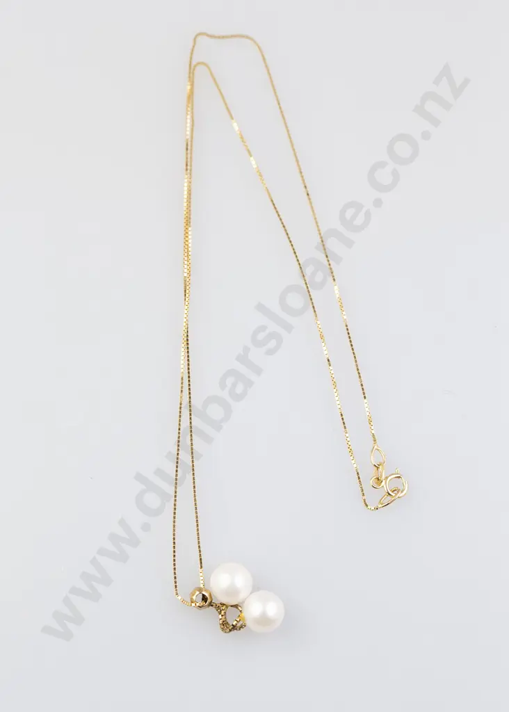 9ct Double Cultured Pearl Pendant Image 1++