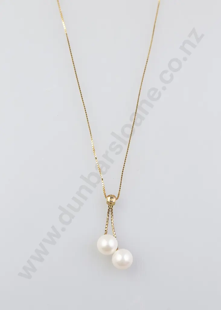 9ct Double Cultured Pearl Pendant Image 1++