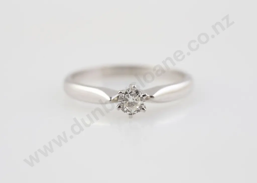 18ct White Gold Solitaire Diamond Ring Image 1++