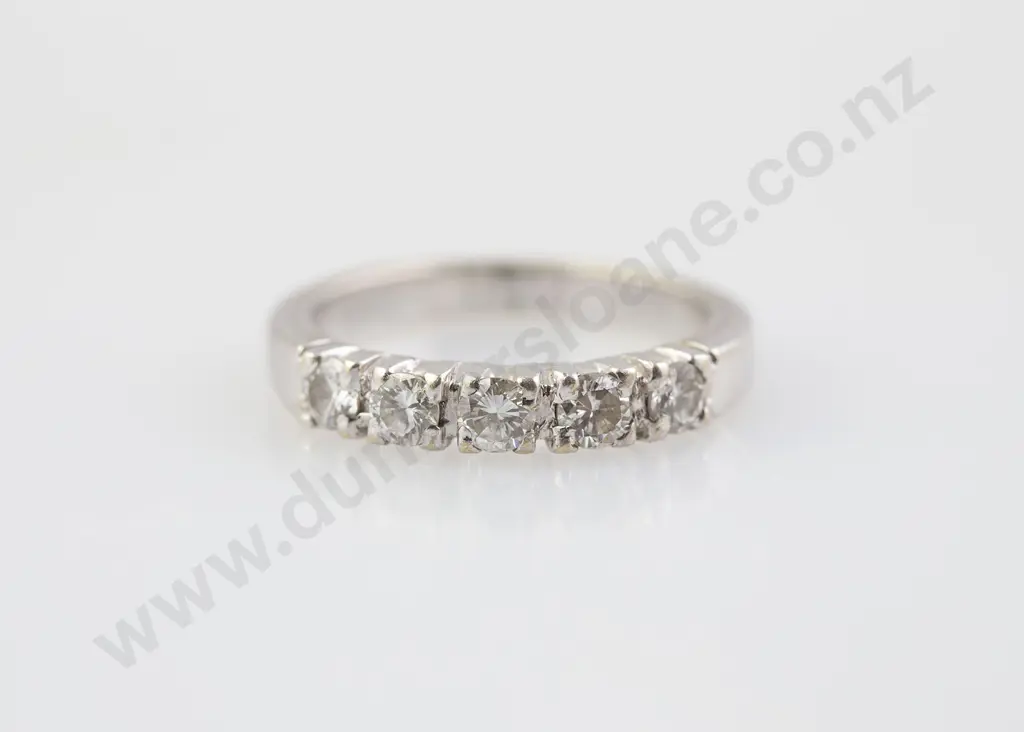 14ct White Gold Five Stone Diamond Eternity Band Image 1++