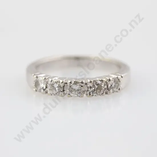 14ct White Gold Five Stone Diamond Eternity Band