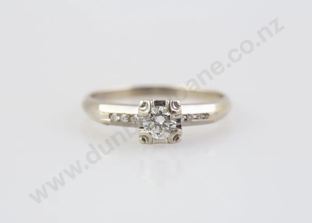 14ct White Gold Solitaire Diamond Ring Image 1++