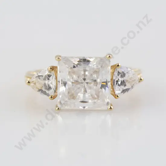 14ct Three Stone Cubic Zirconia Ring