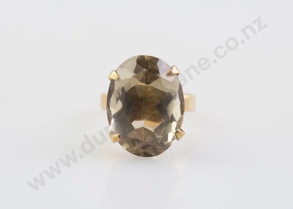 14ct Large Single Citrine Dress Ring Image 1++