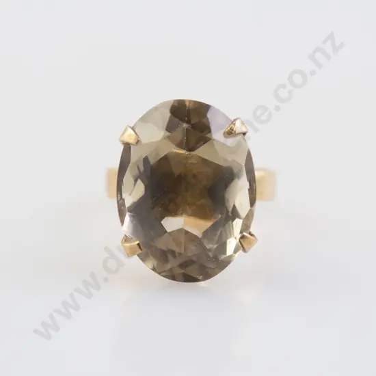 14ct Large Single Citrine Dress Ring