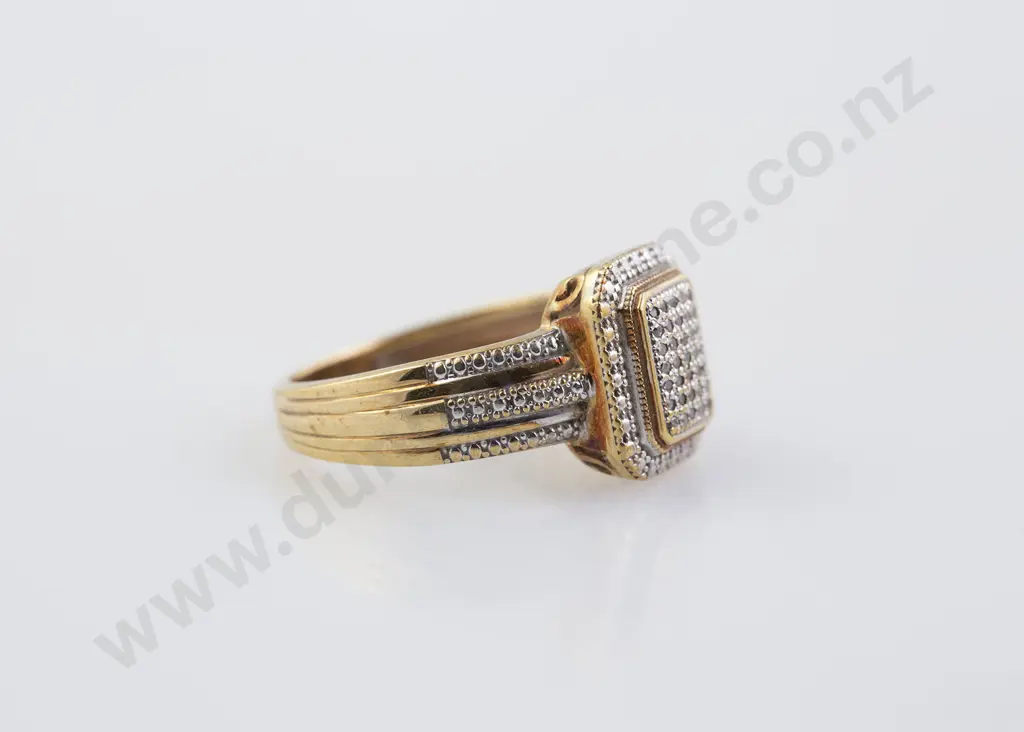 9ct All Pave Set Diamond Ring Image 1++