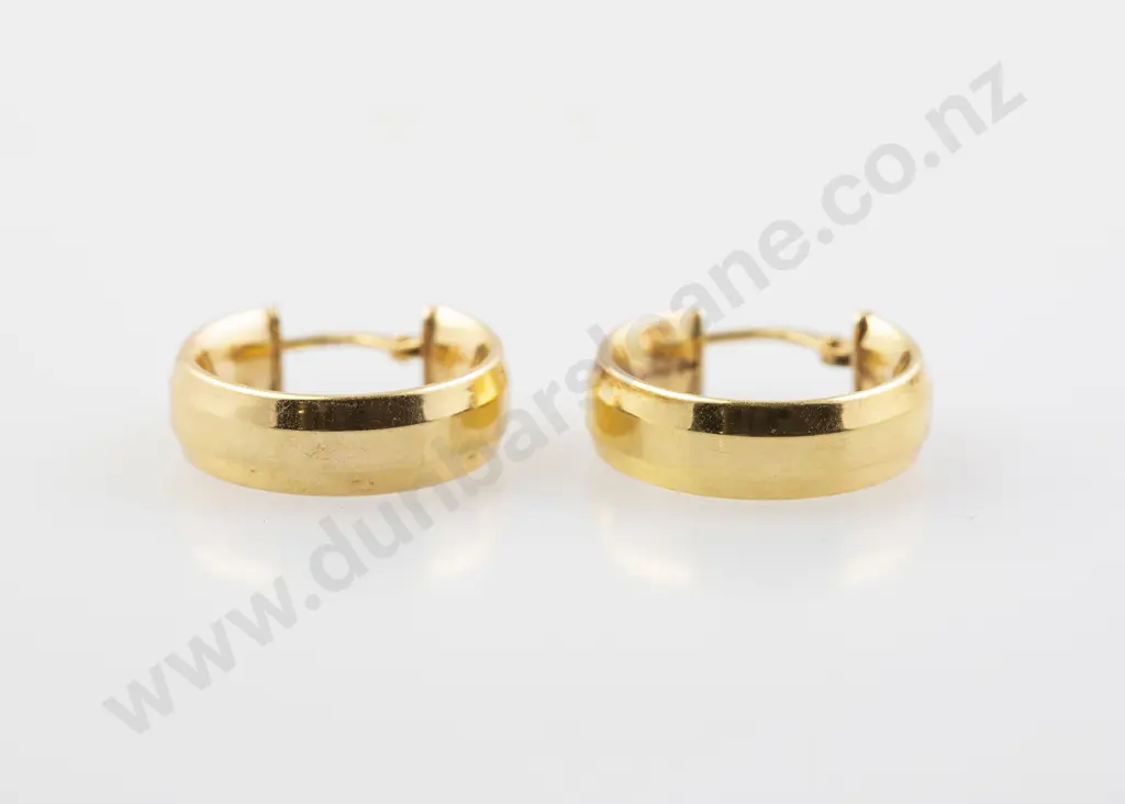 Pair 9ct Plain Hoop Earrings Image 1++