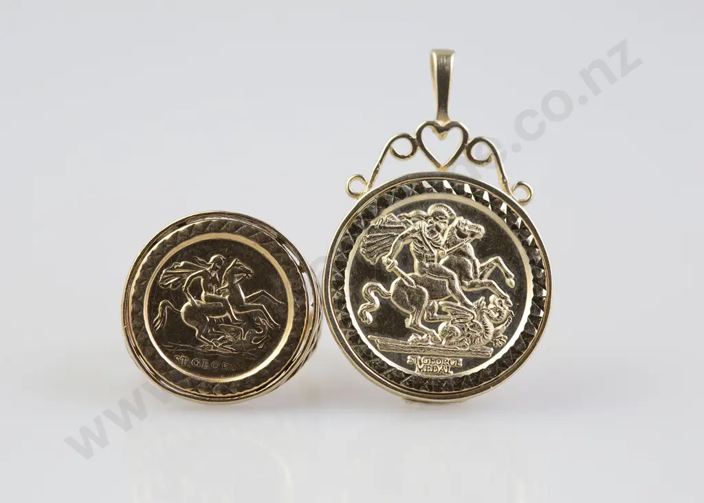 9ct St George Ring and Matching Pendant Image 1++