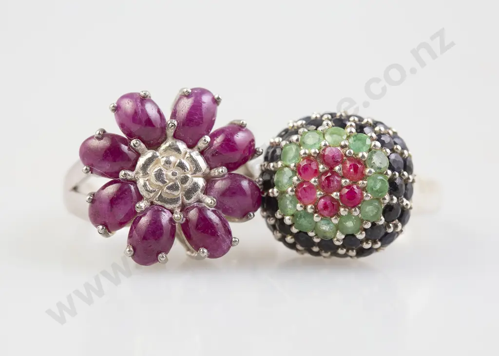 Two Silver and Gem Dress Rings Image 1++