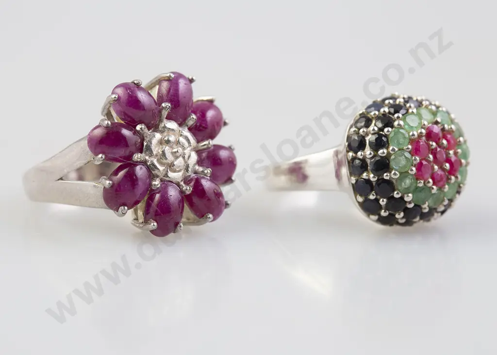 Two Silver and Gem Dress Rings Image 1++