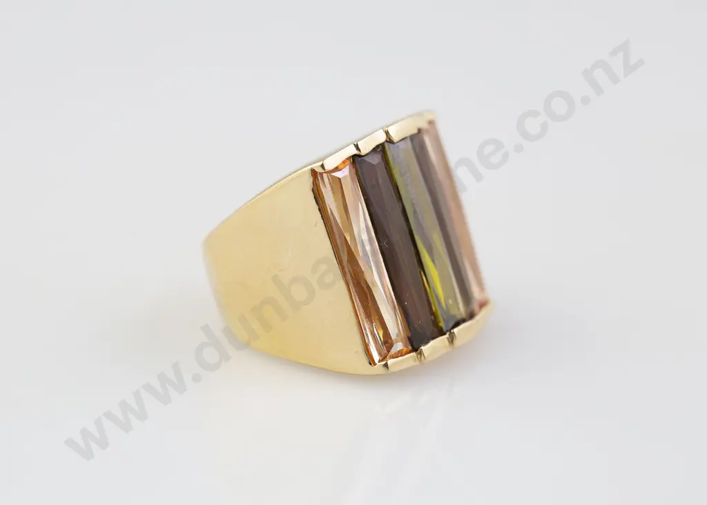 Gold Plate and Gem Quartz Dress Ring Image 1++