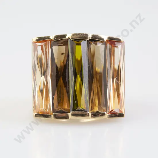 Gold Plate and Gem Quartz Dress Ring