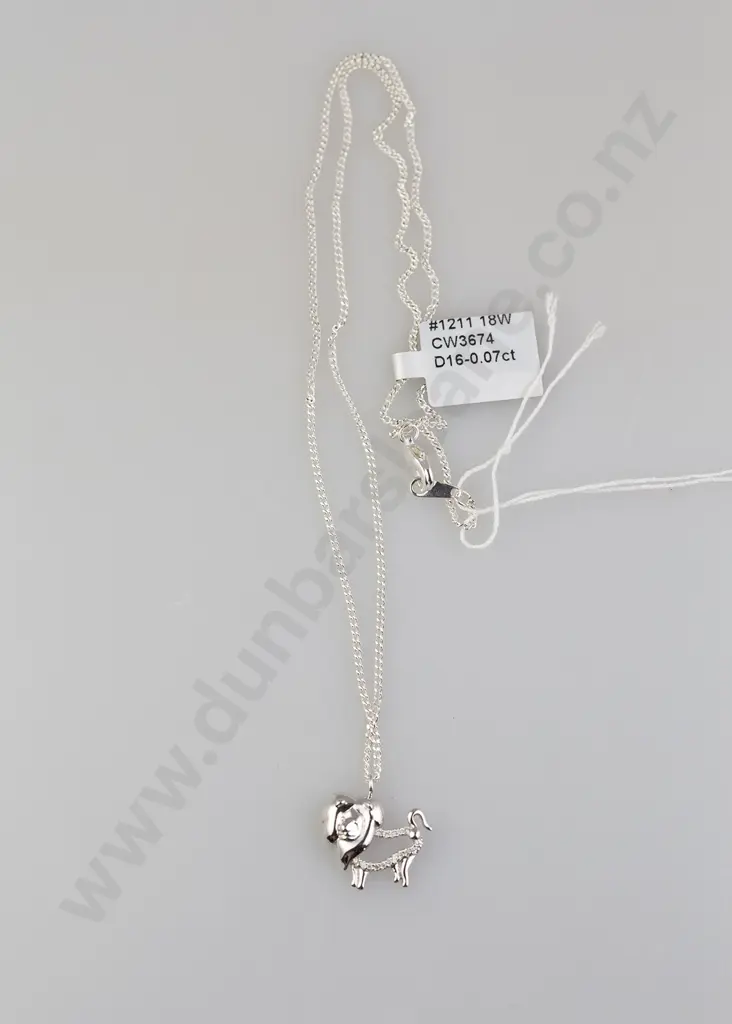 As New 18ct White Gold 16stone Diamond Lion Charm Pendant Image 1++