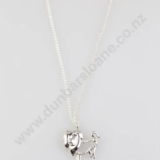 As New 18ct White Gold 16stone Diamond Lion Charm Pendant