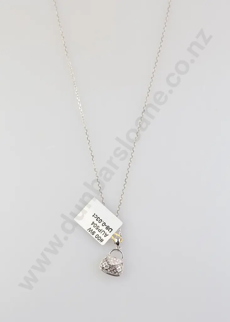As New 9ct White Gold Eight Stone Diamond Purse Charm Pendant Image 1++