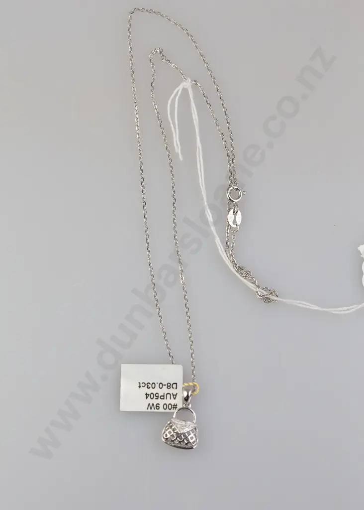 As New 9ct White Gold Eight Stone Diamond Purse Charm Pendant Image 1++