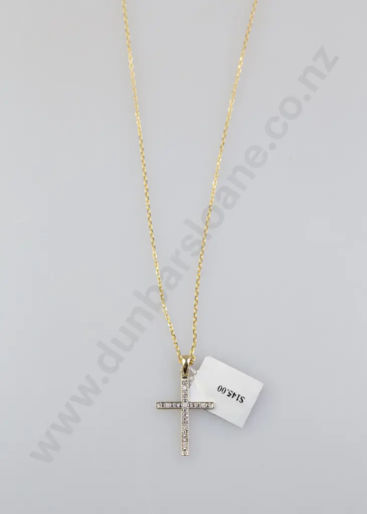 As New 9ct White Gold Six Stone Diamond Cross Pendant Image 1++