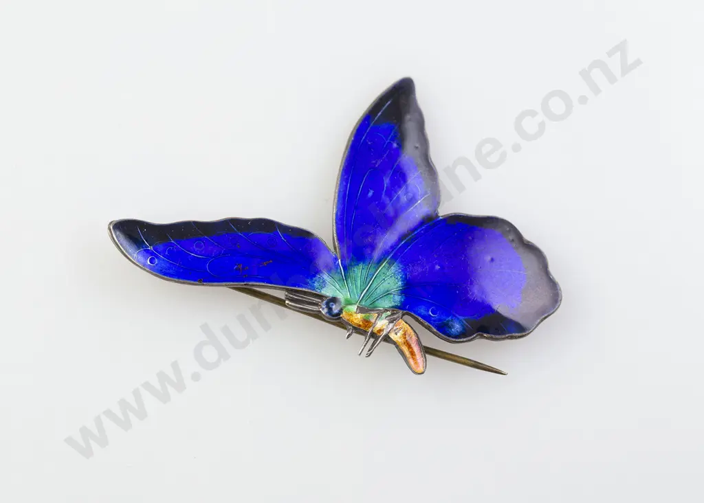 Silver Enamelled Butterfly Brooch Image 1++