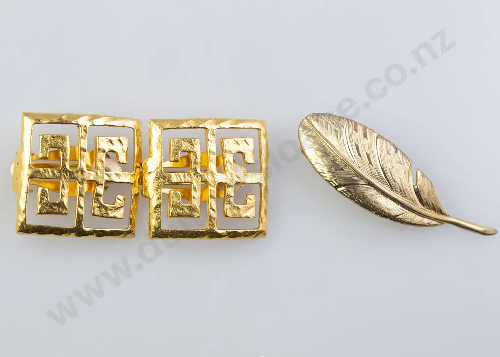 Vintage Givenchy Earrings and Dior Leaf Brooch Image 1++