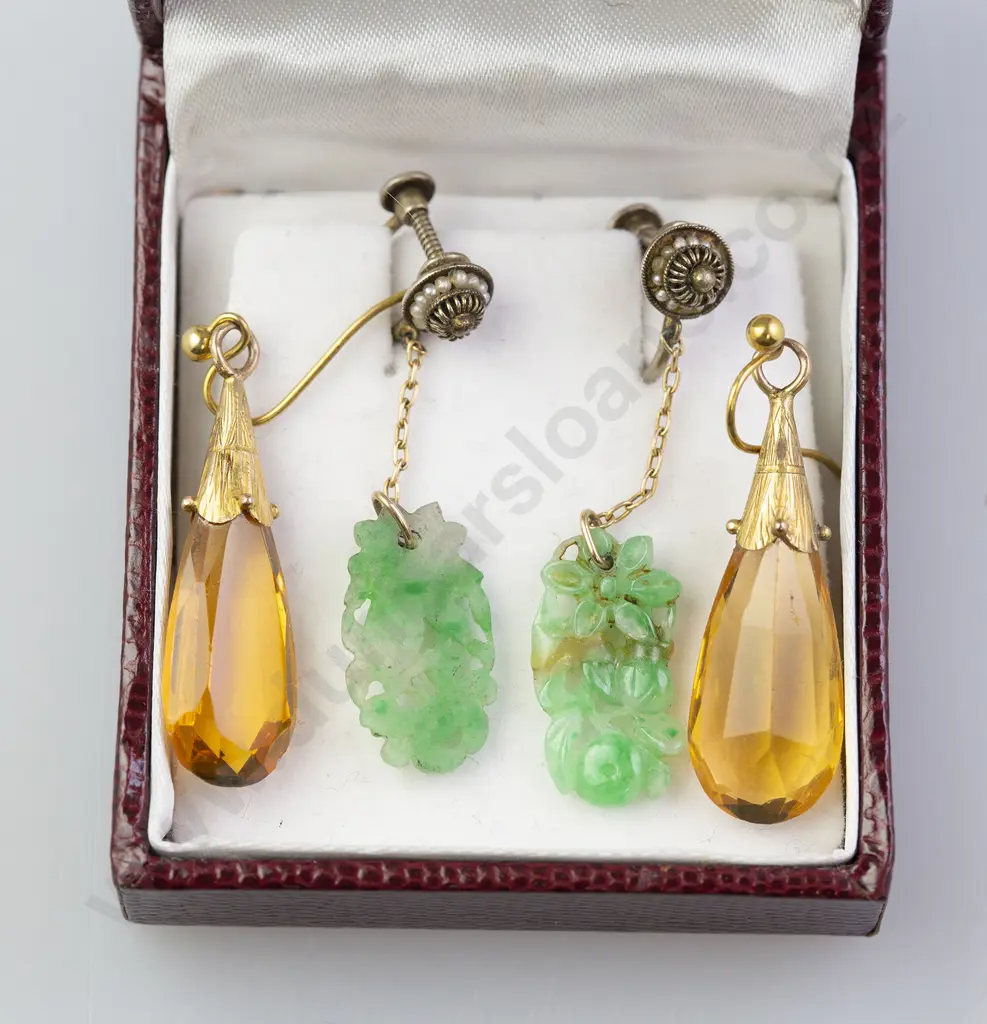 Pair Citrine Pendant Drop Earrings Image 1++