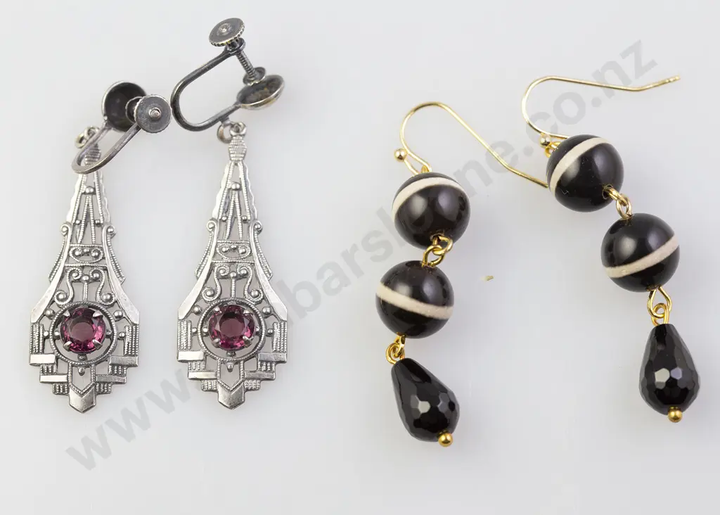 Pair Handmade Banded Agate Pendant Earrings Image 1++