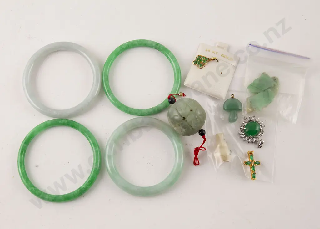 Four Jade Style Bangles Image 1++