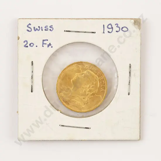 1930 Swiss 20 Franc Gold Coin