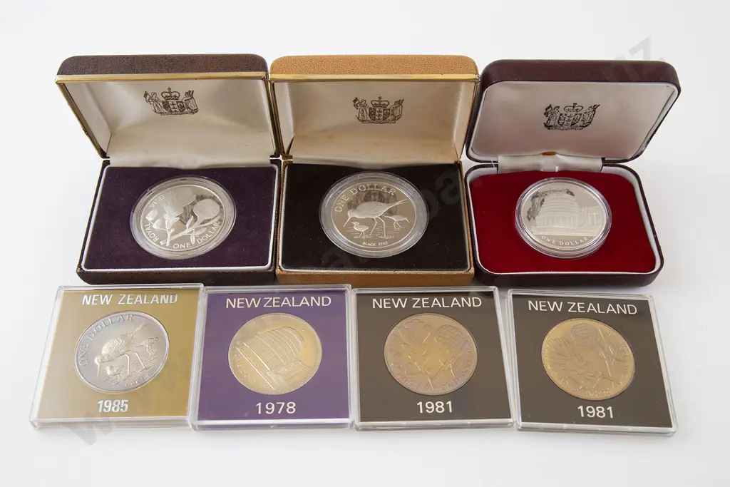 Three NZ Silver Proof Dollars and Unc Image 1++