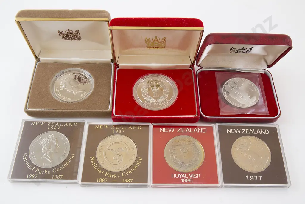 Three NZ Silver Proof Dollars and Unc Image 1++