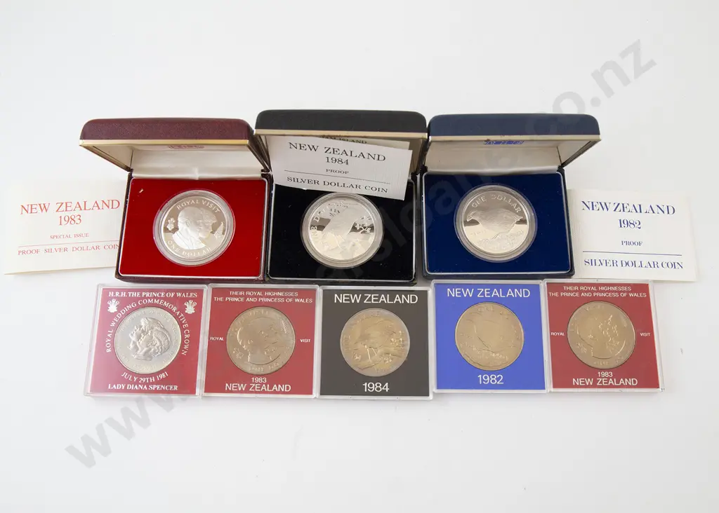 Three NZ Silver Proof Dollars and Unc Image 1++