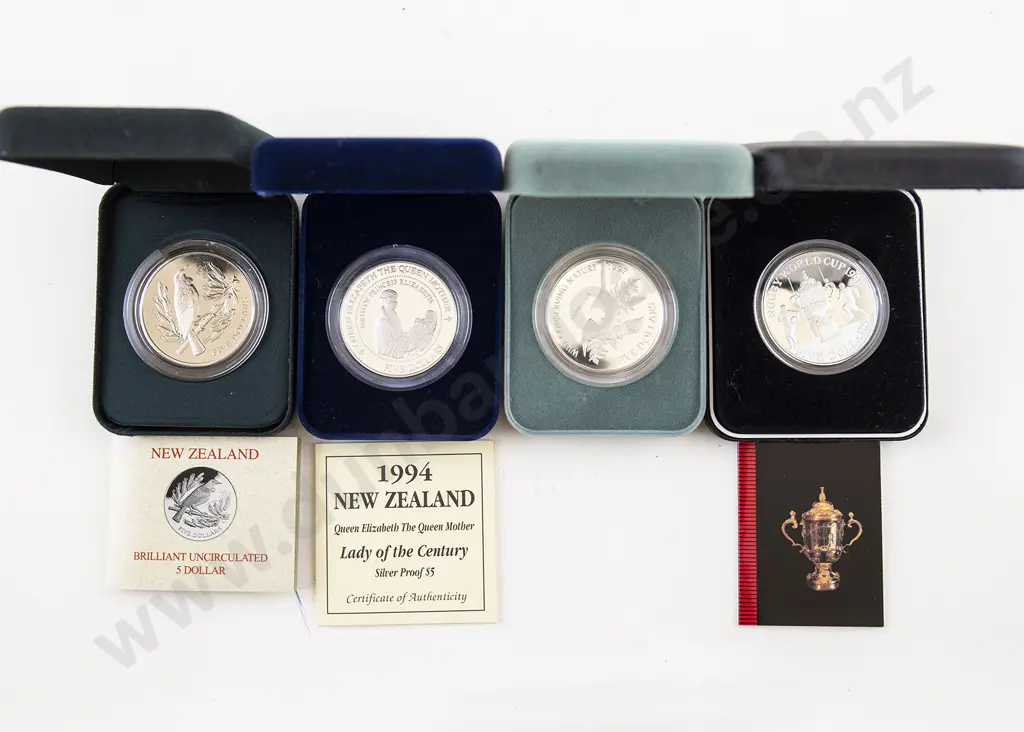 NZ Four Proof Silver $5 Image 1++